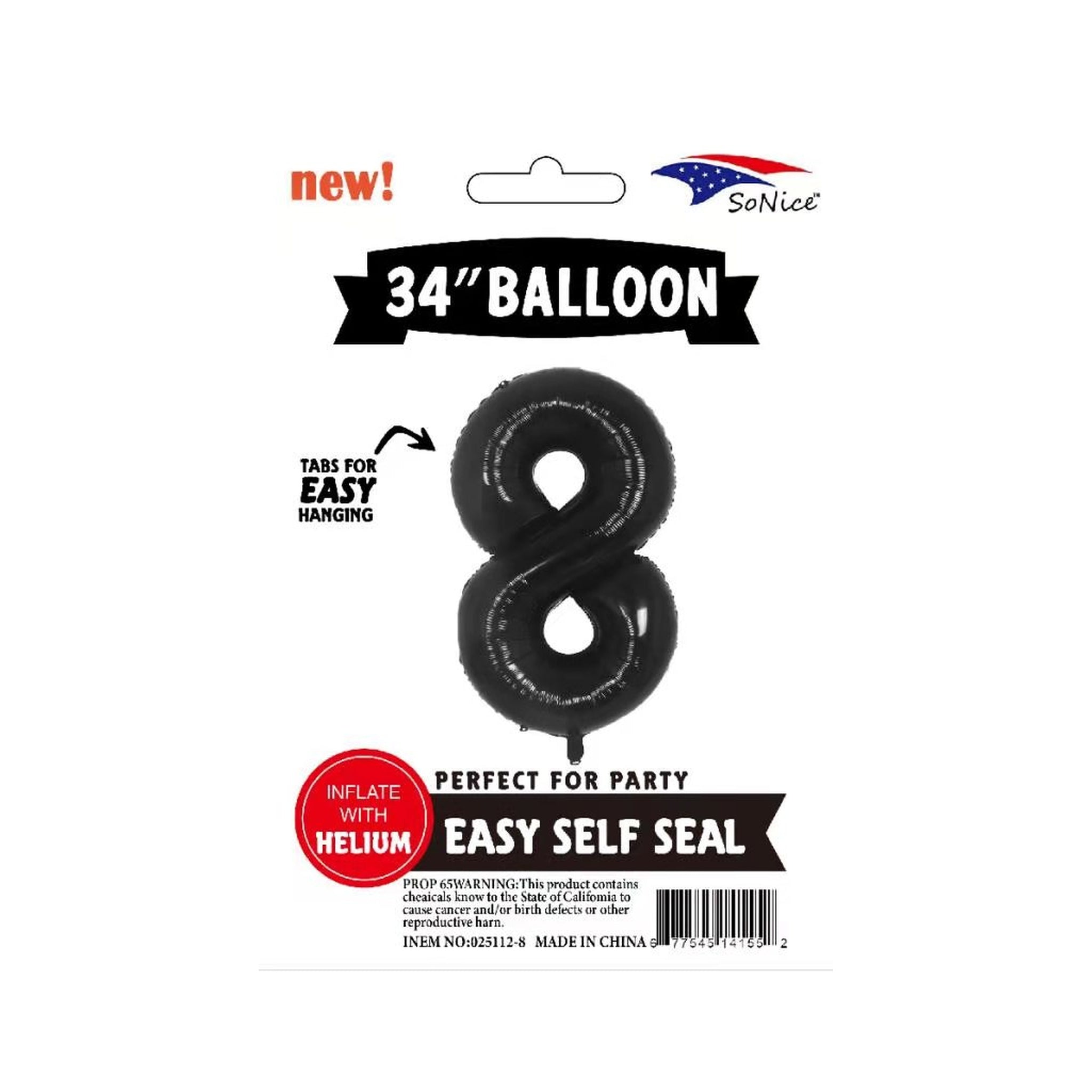 34"Foil Balloon Black 8